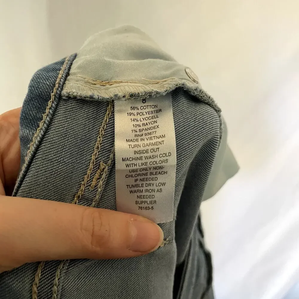 a new approach light‎ wash blue jeans women's size 8 jegging raw hem cotton